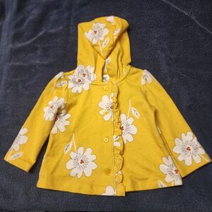 Child Of Mine Yellow With White Flowers Ruffled Jacket 6-9 Months